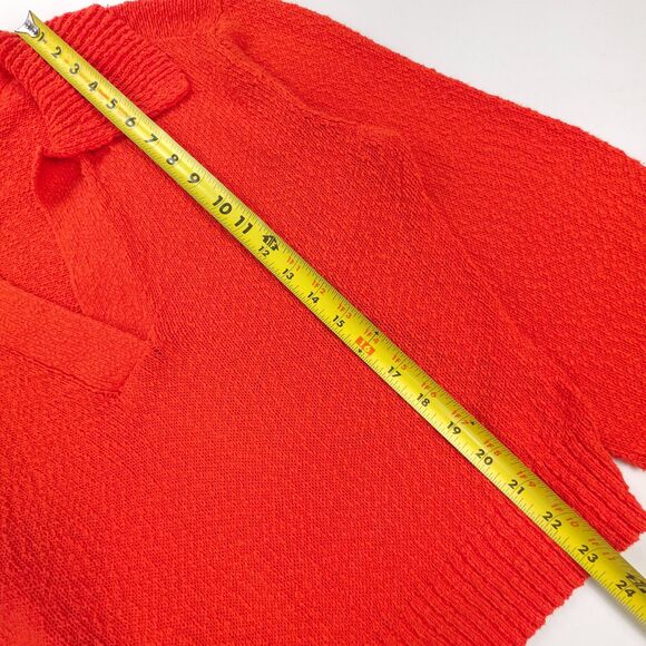 NEW Anthropologie Maeve V-Neck Polo Sweater Hot Lava French Girl Old Money Boho - Picture 4 of 6